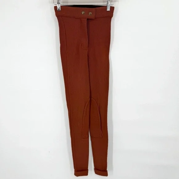 American Apparel Womens Size XS Riding Pant Henna Rust Ribbed High Waisted - Picture 3 of 10